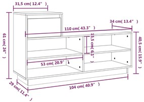 Sapateira 110x34x61 cm madeira de pinho maciça castanho mel