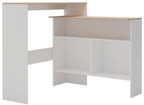 Mesa de bar com 2 tampos 130x40x120 cm branco e carvalho