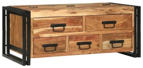 vidaXL Mesa de centro com gaveta Castanho Madeira Sólida de Acácia