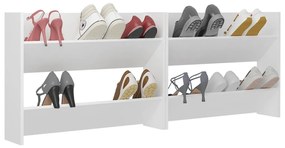 Sapateiras de parede 2 pcs 80x18x60 cm contraplacado branco