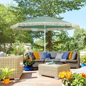 Guarda-sol de jardim, guarda-sol de exterior inclinável, guarda-sol com franjas e manivela, 8 varas, dimensões: Ø 2,65 x 2,45 m, verde