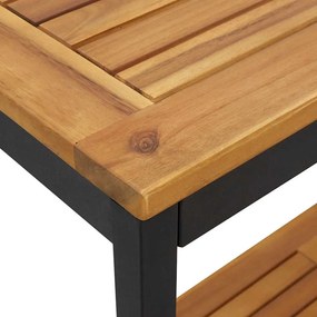 Mesa Outdoor Natural e Preto 35x80x75 cm em madeira sólida e aço