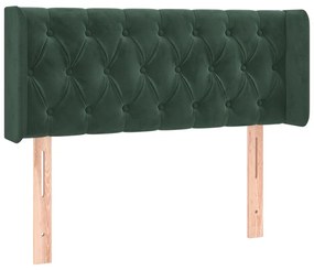 Cabeceira cama c/ luzes LED veludo 93x16x78/88 cm verde-escuro