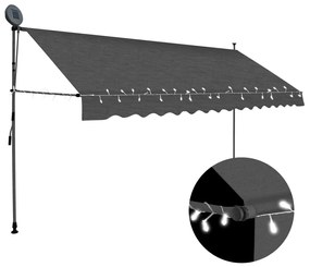 vidaXL Toldo retrátil manual com LED 350 cm antracite