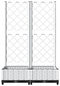 Vaso/floreira de jardim c/ treliça 80x40x121,5 cm PP branco
