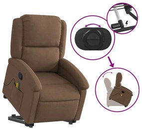 Poltrona reclinável massagens tecido castanho