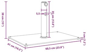 Base de guarda-sol para postes de Ø32/38/48 mm 15 kg retangular