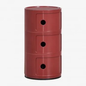 Mesa Auxiliar Redonda Com Prateleiras Babel Vinho Tinto & 3 Gavetas - Sklum