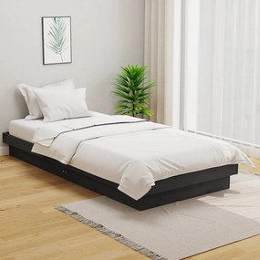 vidaXL Estrutura de cama solteiro 90x190 cm madeira maciça cinza