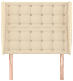 Cabeceira de cama c/ abas tecido 93x23x118/128 cm creme