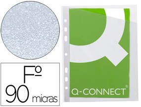 Bolsa Catálogo Q-Connect Corte Obliquo 290x195 mm Cristal 4 Furos Pvc 90 Mc Caixa de 100 Unidades