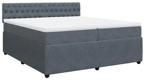 Cama com molas/colchão 200x200 cm veludo cinzento-escuro