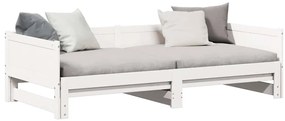 Cama de Dia com Extensão Branca 90x200 cm de Madeira de Pinho