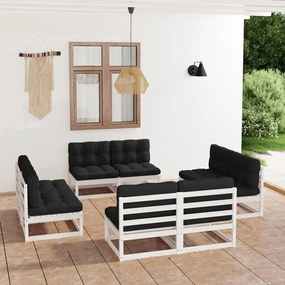 8 pcs conjunto lounge de jardim c/ almofadões pinho maciço