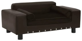 170955 vidaXL Sofá para cães 81x43x31 cm pelúcia e couro artificial castanho