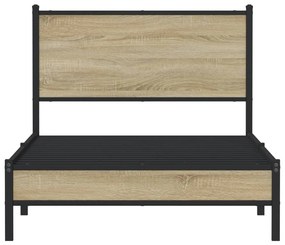 Estrutura de cama sem colchão 100x190 cm metal carvalho sonoma