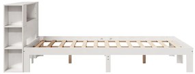 Cama com estante sem colchão 140x190 cm pinho maciço branco