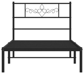 Estrutura de cama com cabeceira 90x200 cm metal preto