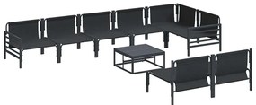 Conjunto de Sofá de Jardim 9 pcs Cinzento-escuro Aço