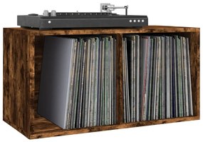 Caixa discos vinil 71x34x36cm derivados madeira carvalho fumado