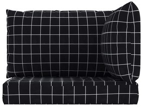 Almofadões p/ móveis de paletes 3pcs tecido oxford xadrez preto