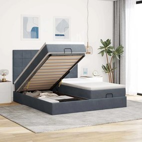 Estrutura cama otomana colchões 180x200 cm cinzento escuro