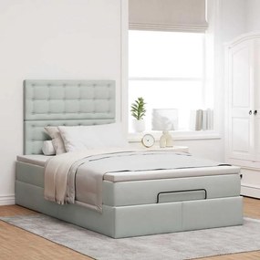 Estrutura de cama otomana com colchões cinza claro Veludo