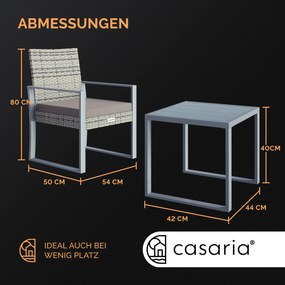 Conjunto de jardim Polyrattan 3 peças em WPC cinzento