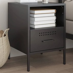 vidaXL Mesa de cabeceira 36x39x50,5 cm aço preto