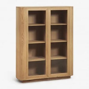 Vitrine Em Mdf E Vidro Temperado Walia Castanho Roble & ↑150 Cm - Sklum