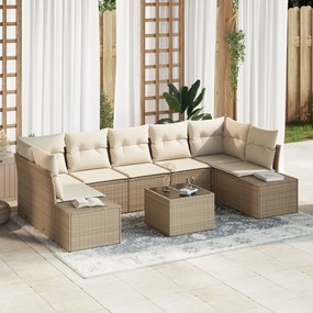 Conjunto de Sofá de Jardim de 8 Peças com Almofadas Bege de Rattan Pol
