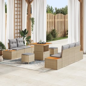 Conjunto de Sofás de Jardim de 8 Peças com Almofadas em Rattan Poliést