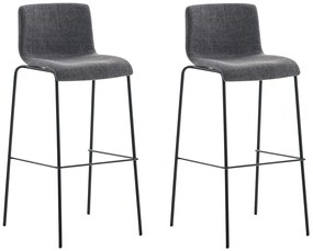 Conjunto de 2 bancos de bar Hoover em tecido e com estrutura preta 43 x 100 x 48 cm Cinzento