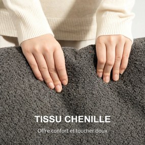 Sofá pequeno de 2 lugares com 120 cm e almofadas de encosto removíveis, tecido chenille para sala de estar, quarto, escritório, cinzento escuro