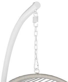 Cadeira suspensa com suporte em rattan branco e cinzento ACRI Beliani