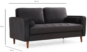 **** Sofá de 2 Lugares Rome – Preto Carvalho – 175x90x70 cm

**