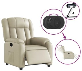 Poltrona reclinável elétrica couro artificial cor creme