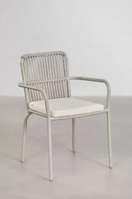 Pack De 4 Cadeiras De Jardim Empilháveis Com Braços Em Alumínio Alberta Verde Fumado - Sklum