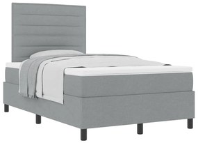 Cama Box com Colchão Cinza Claro 120x200 cm Tecido