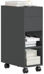 Mesa Apoio com Bancada Deslizante e Rodas Mesa Auxiliar com Armazenamento Oculto e Prateleira Ajustável 45x25x70 cm Preto