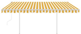 Toldo automático c/ LED e sensor de vento 4x3 m amarelo/branco