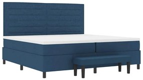 Cama Box com Colchão &amp; Banco Azul 200x200 cm Tecido