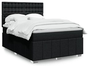 Cama com molas/colchão 140x190 cm tecido preto