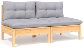 13 pcs conjunto lounge de jardim c/ almofadões cinzentos pinho