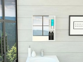 Armário de Casa de Banho de parede de Labelle, com prateleiras de espelho e resistência, 45cm L x 13,8 cm p x 49,7 cm A, branco