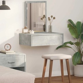 vidaXL Mesa de Maquiagem Suspensa Cinza Concreto 60x40x70 cm
