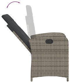 7 pcs conjunto de jantar p/ jardim c/ almofadões vime PE cinza