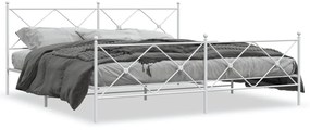 Estrutura de cama com cabeceira e pés 200x200 cm metal branco