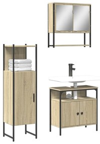 vidaXL 3 pcs conj. móveis casa banho derivados madeira carvalho sonoma