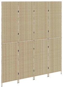 Divisória de Ambiente 4 Painéis Dobrável Bege 196x200 cm Rattan Sintét